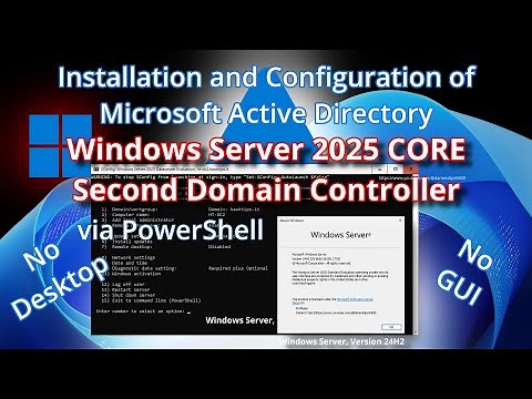 Windows Server 2025 Core 24H2 | AD Domain Controller Install & Configure, PowerShell Only