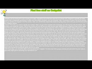 How to : Find free stuff on Craigslist