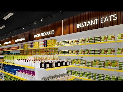 Supermarket interior design | Racks settings and layout ideas