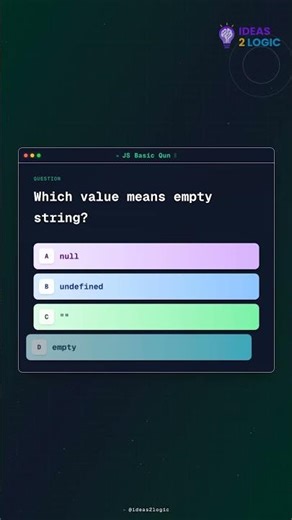 JS Interview Question: Which value means empty String? #quiz #javascript