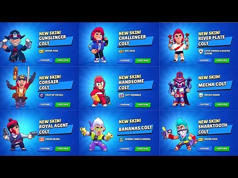 Fantastic COLT ALL SKINS Unlock Animation and Gameplay - Brawl Stars Update