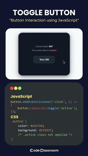JavaScript Button Interaction (Hover, Click, Toggle)