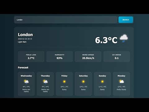 Complete Weather Web App Using HTML, CSS & JavaScript - Full Tutorial
