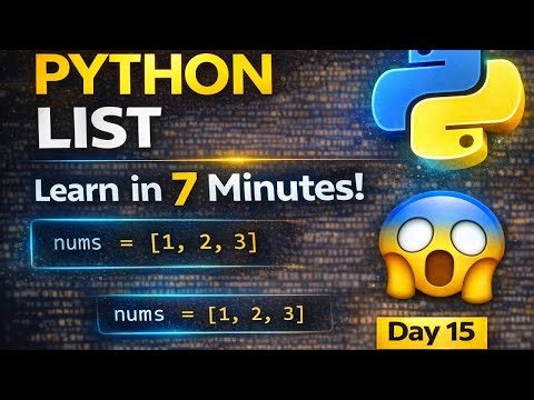 Lesson 15 – Python Lists Explained | Complete Beginner Tutorial | 100 Days of Python