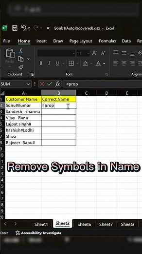 Remove Symbol and Extra Space from Name in Excel