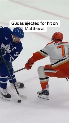 Gudas has been ejected following a knee-on-knee hit with Matthews. Matthews has gone to the room.