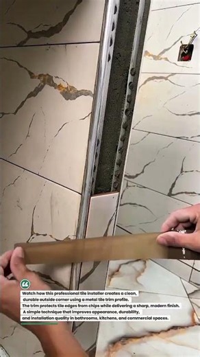 Perfect Outside Corner Tile Finish with Trim Installation! #TileWork #Construction #DIY
