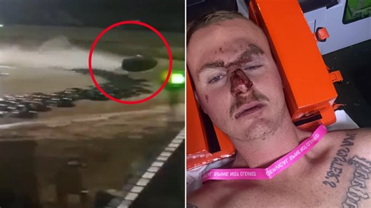 Wild moment high-speed jet boat crashes