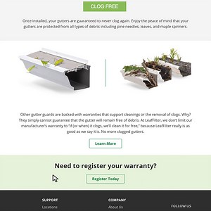 Are you a new customer looking to register your warranty? Easily do it here! https://gutte.rs/3aQvd47 | LeafFilter Gutter Protection