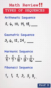 527K views · 16K reactions | Types of Sequences: Number Pattern Review‼️ | Prof D | Facebook