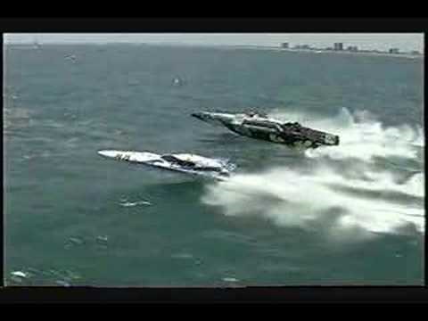 Rough water boat race big wave jumping Pantera powerboats