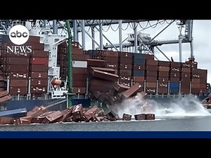 Operations suspended at California port after cargo containers tumble off ship