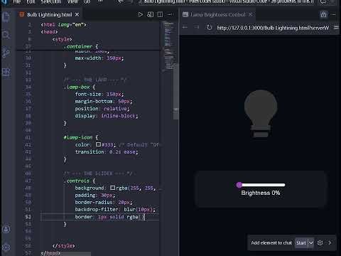 Interactive Lamp Brightness Control | HTML, CSS & JavaScript Tutorial 💡