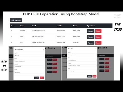PHP CRUD using Bootstrap Modal || Complete Project || AJAX || JQUERY