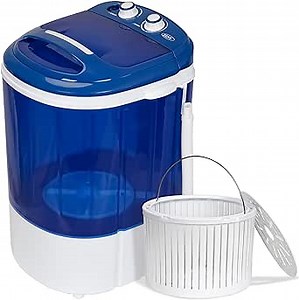 ZENY Portable Mini Washing Machine 8 lbs Washing Capacity Semi-Automatic Compact Washer Spinner Small Cloth Washer Laundry Appliances for Apartment, RV, Camping, Single Translucent Tub Blue