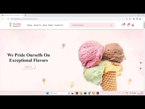 Multipages ice-cream shop website using html css js php & mysql from scratch admin panel part one
