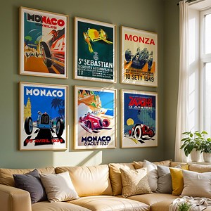 Vintage Grand Prix Racing Poster Set: Monaco, Monza, Le Mans - Etsy