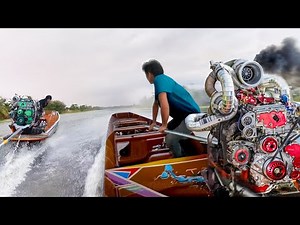 Drag Racing Dangerous But Super Fast Turbocharged Longtail Riverboats