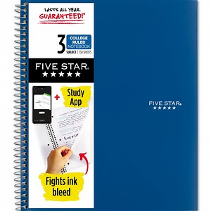 Five Star Spiral Notebook Study App, 3 Subject, College Ruled, 8.5" x 11"
