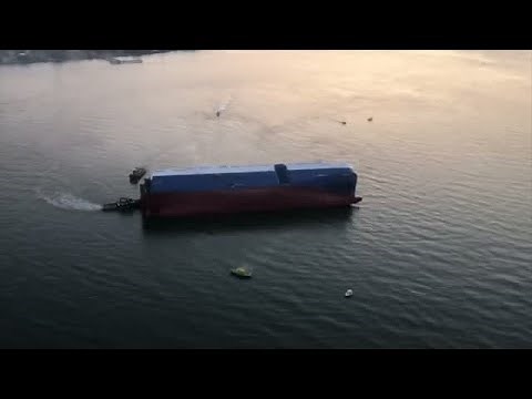 Aerials of the MV Golden Ray near the Georgia coast