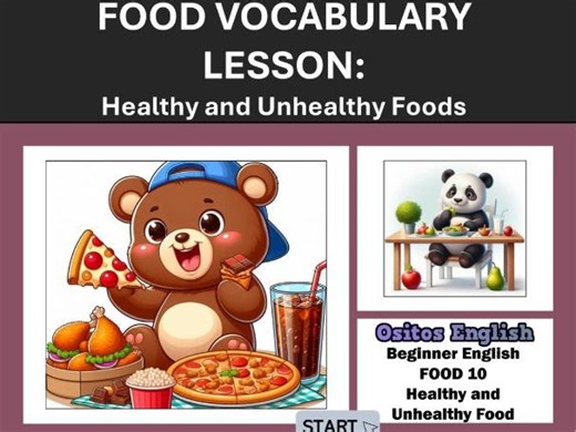 Beginner ESL: Food Unit 10 : Healthy and Unhealthy Foods | Teaching Resources