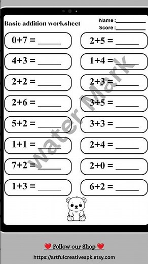 Addition Worksheets Printable | Kindergarten and Homeschool Math Worksheets. Link in description