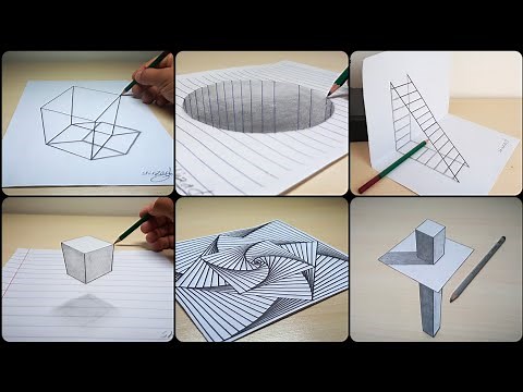 6 easy 3d drawing tutorials || 3d drawing for beginners step-by-step