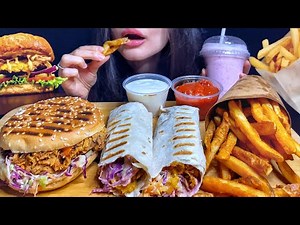 ASMR FAST FOOD *FRIED CHICKEN BURGER/SANDWICH + FRIES MUKBANG (No Talking) EATING SOUNDS