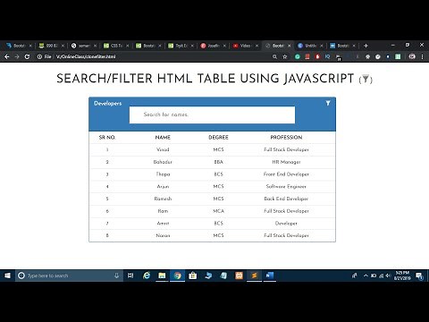 Create a Search Bar & Filter Table using JavaScript in Hindi