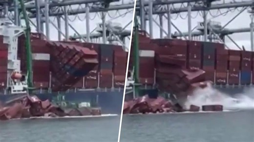 More Than 60 Shipping Containers Fall Off Docked Cargo Ship