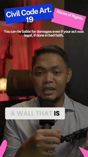 Article 19 of the Civil Code explains the Golden Rule: exercise rights with justice, honesty, and good faith. Abuse of rights, even if technically legal but done with bad intentions, can lead to legal action. #CivilCode #Article19 #GoldenRule #Law #LegalRights #Justice | Atty. Alman-Najar Namla