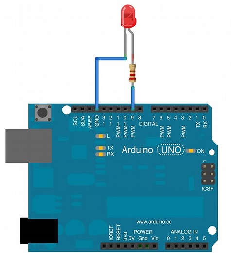 Fade an LED with Pulse Width Modulation using analogWrite() - Programming Electronics Academy