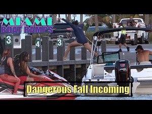 She Misses and Winds Up Swimming | Miami Boat Ramps | 79th St | Broncos Guru | Wavy Boats