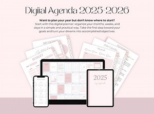 Agenda editable 2025 2026 agendas imprimible y versión digital. Plantillas editables minimalistas rosadas - Etsy España