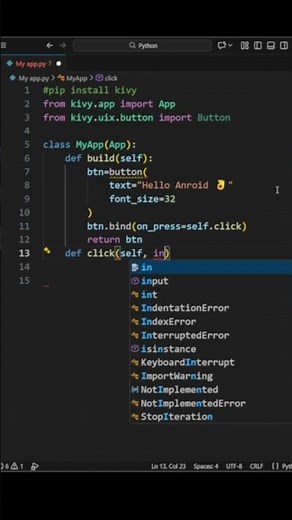 Create Your First Android App Using Python 🐍📱 | Beginner Level #short #coding #python