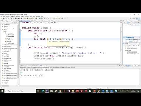 Java: Création de projet et de package avec Eclipse. Exemple de calcul de la somme d'entiers
