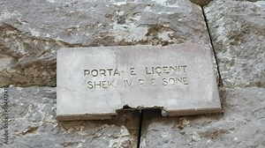 Ruins of Great Basilica in Butrint National Park, Buthrotum, Albania. Triconch Palace at Butrint Life and death of an ancient Roman house Historical medieval Venetian Tower surrounded. High quality