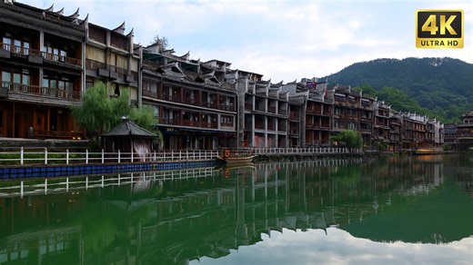 Phoenix Town Walking Tour by the River – China 4K