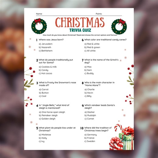 Christmas Trivia Game Printable Holiday Party Quiz for Kids Adults Instant Download Activity Classroom & Office - Etsy UK