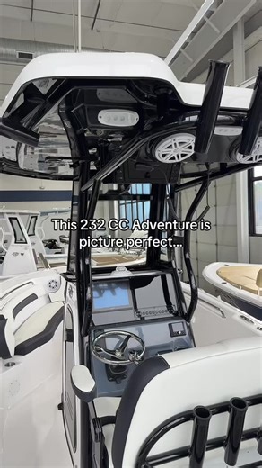 Foothills Marine of Morganton on Instagram: "Anyone else agree? 😍 Meet the 2026 TideWater 232 CC Adventure, the definition of a dream boat. From the yacht-style helm to the wrap-around bow seating and the Oyster/Black color combo, this rig is luxury from bow to stern! 🙌 Powered by a Yamaha F300 and loaded with upgrades like a Garmin 1243xsv, Cool-Touch upholstery, AVS glass enclosure, SeaKeeper Ride, windlass, underwater lights, and a color-matched hard top… this 232 CC is built for serious ad