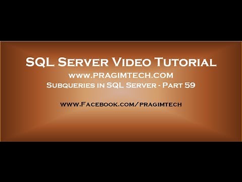 Subqueries in sql Part 59