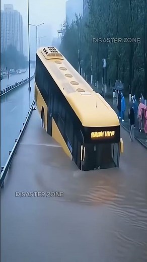 Caught on Camera: Bus Sinks Into Flash Flood #shorts #disaster #flood