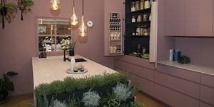 This pink, natural kitchen aims to promote wellness and wellbeing