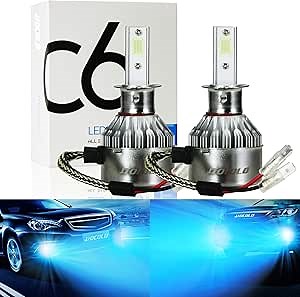 HOCOLO C6 Ice Blue LED Headlight Fog Driving Lamp Bulbs-H7 H8 H3 H4 H1 9005 9006 880 881 2504 5202 (C6-H3-Fog/DRL)