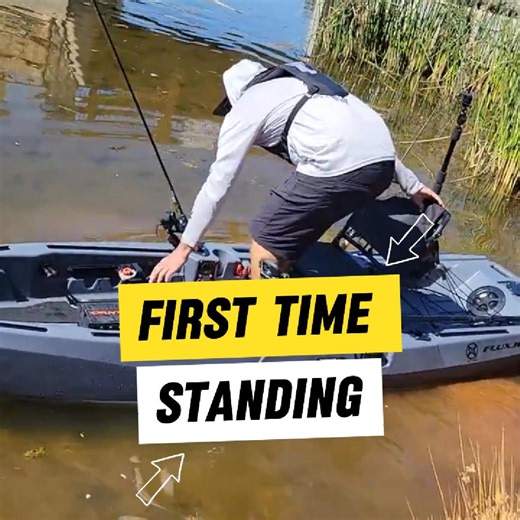 Here’s a quick clip of Wolf standing on the FluxJet for the very first time. He expected it to feel a lot more tippy, but the stability surprised him right away. These are small moments from our time on the water, and many people have asked to see more clips like this. 👉 Watch our sonar test on YouTube. Thank you to our early supporters. | FluxJet Kayaks