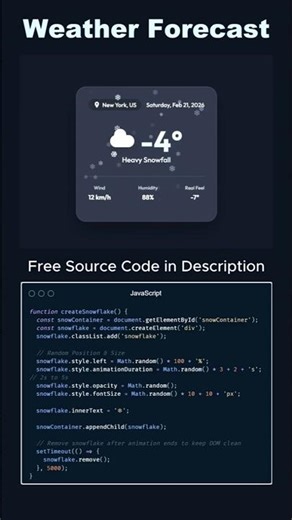 ❄️ Build a Weather App UI with HTML, CSS & JavaScript