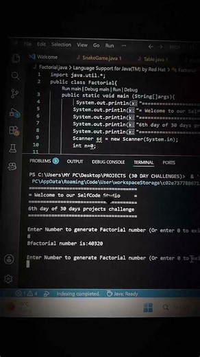 6th days of 30 days projects challenge | java projects ideas for beginners #coding #youtubeshorts