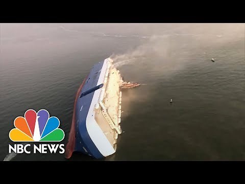 Video Shows Huge Capsized Cargo Ship | NBC News