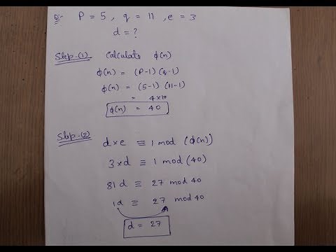 Calculation of "d" in RSA algorithm in English