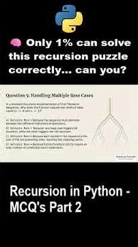 Python MCQ Lecture 13 - Quiz Part 2 - Recursion in Python | DVT101